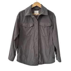 Avec Les Filles Grey Button Up Stretchy Corduroy Shacket Size‎ M